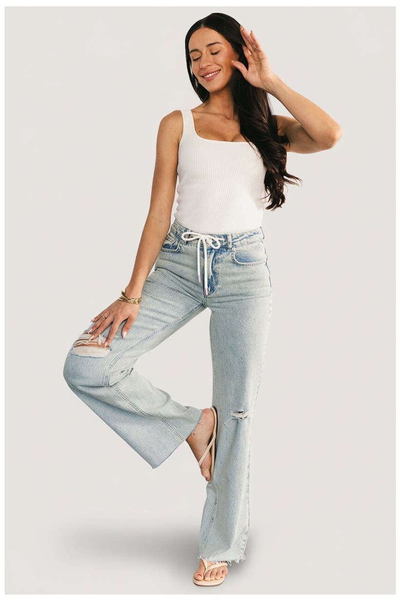 Ronda Mid Rise Ripped Jeans, Alternate, color, Light Wash