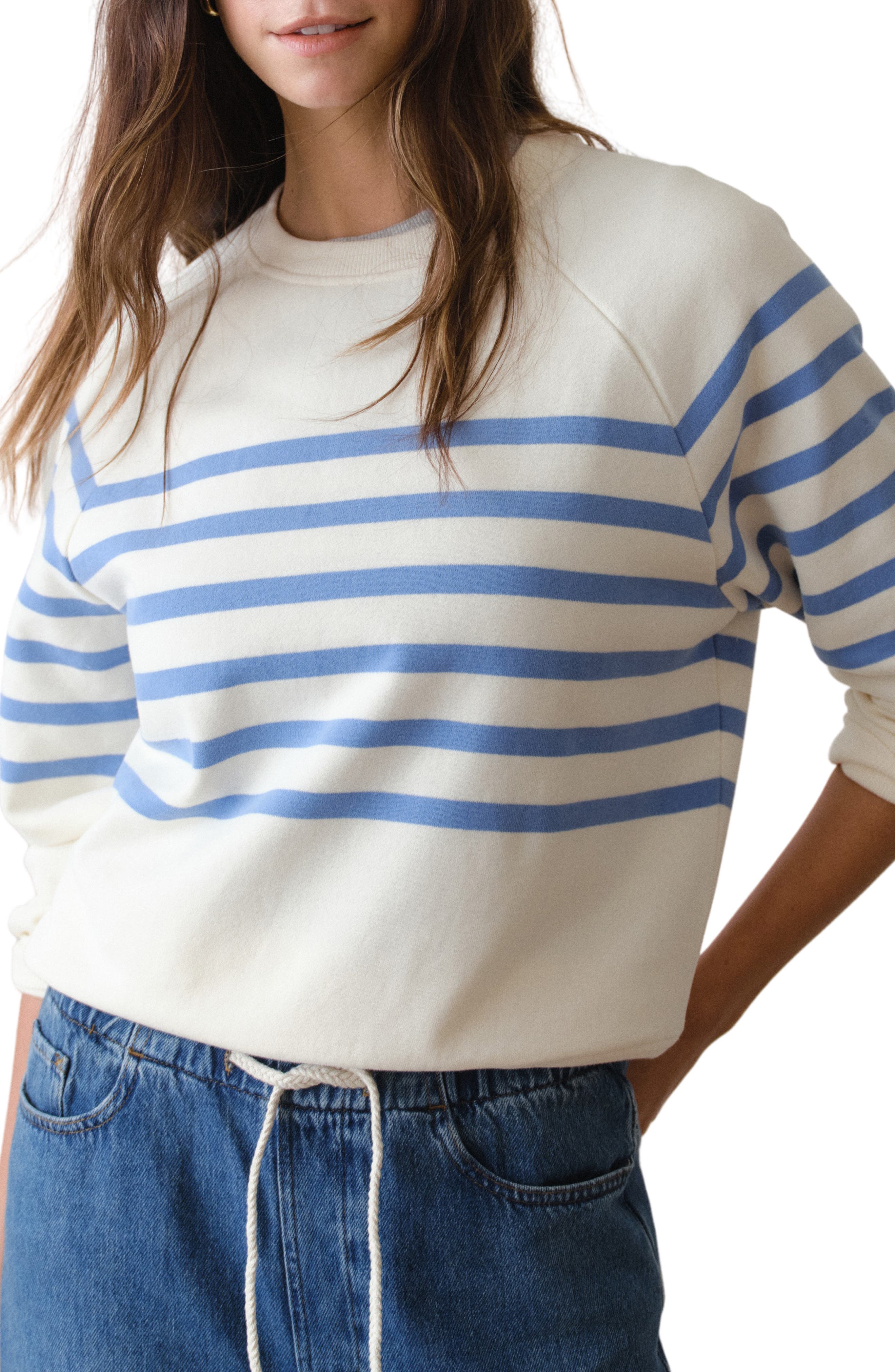 selected ANTIQUE WHITE/ BLUE STRIPE