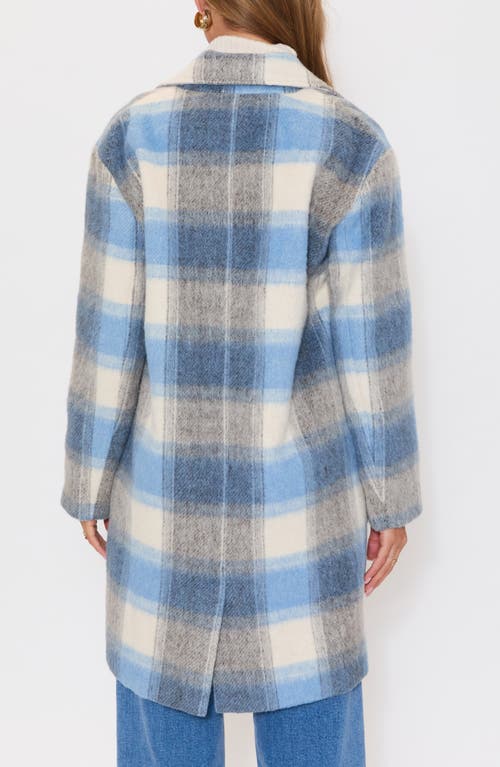 Vici Collection Geneva Brushed Plaid Coat In Blue