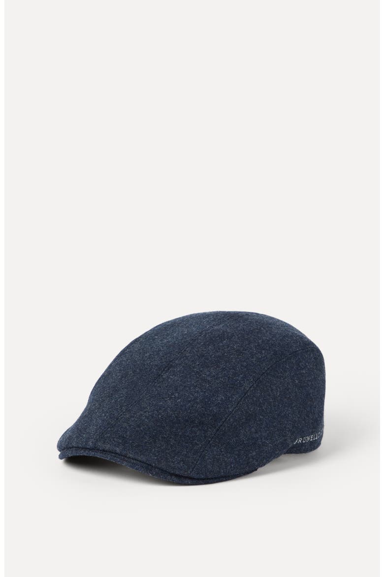 Virgin wool flannel flat cap, Alternate, color, Night