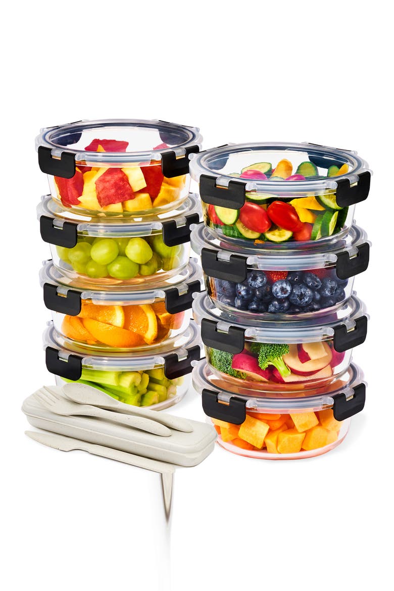 8-Pack Glass Food Prep Storage Containers, Alternate, color, CLEAR