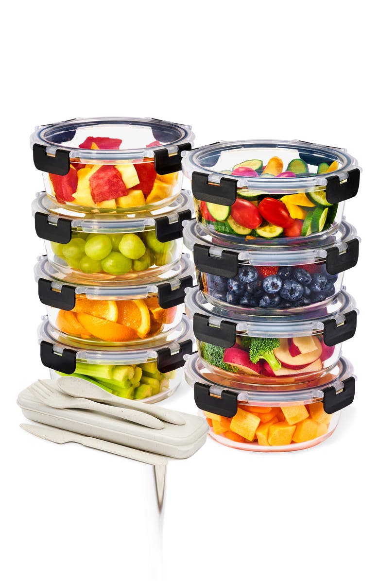 SORBUS 8-Pack Glass Food Prep Storage Containers, Alternate, color, Clear