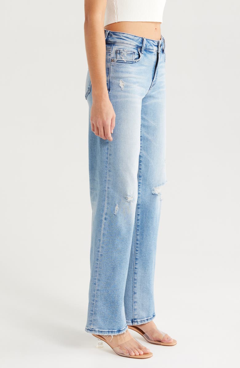 HIDDEN JEANS Distressed Straight Leg Dad Jeans, Alternate, color, Medium Wash