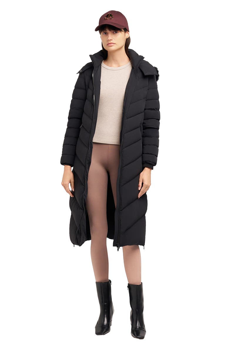 Moose Knuckles Cooper Lake Water Repellent 800 Fill Power Down Puffer Coat with Removable Genuine Shearling Trim, Alternate, color, Black/ Black