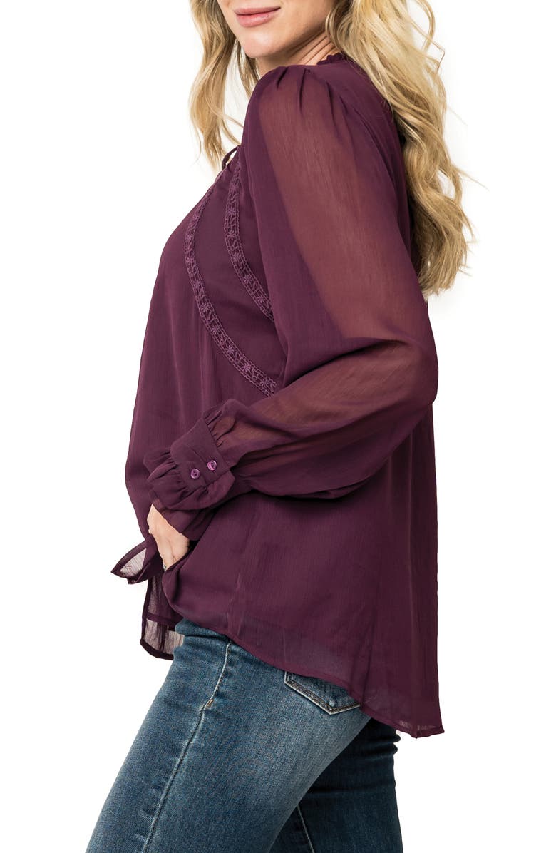 GIBSONLOOK Embroidered Button-Up Top, Alternate, color, Deep Plum