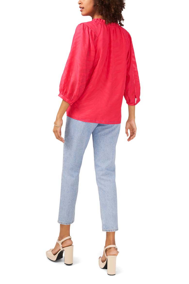 Zebra Jacquard Split Neck Top, Alternate, color, PURPLE