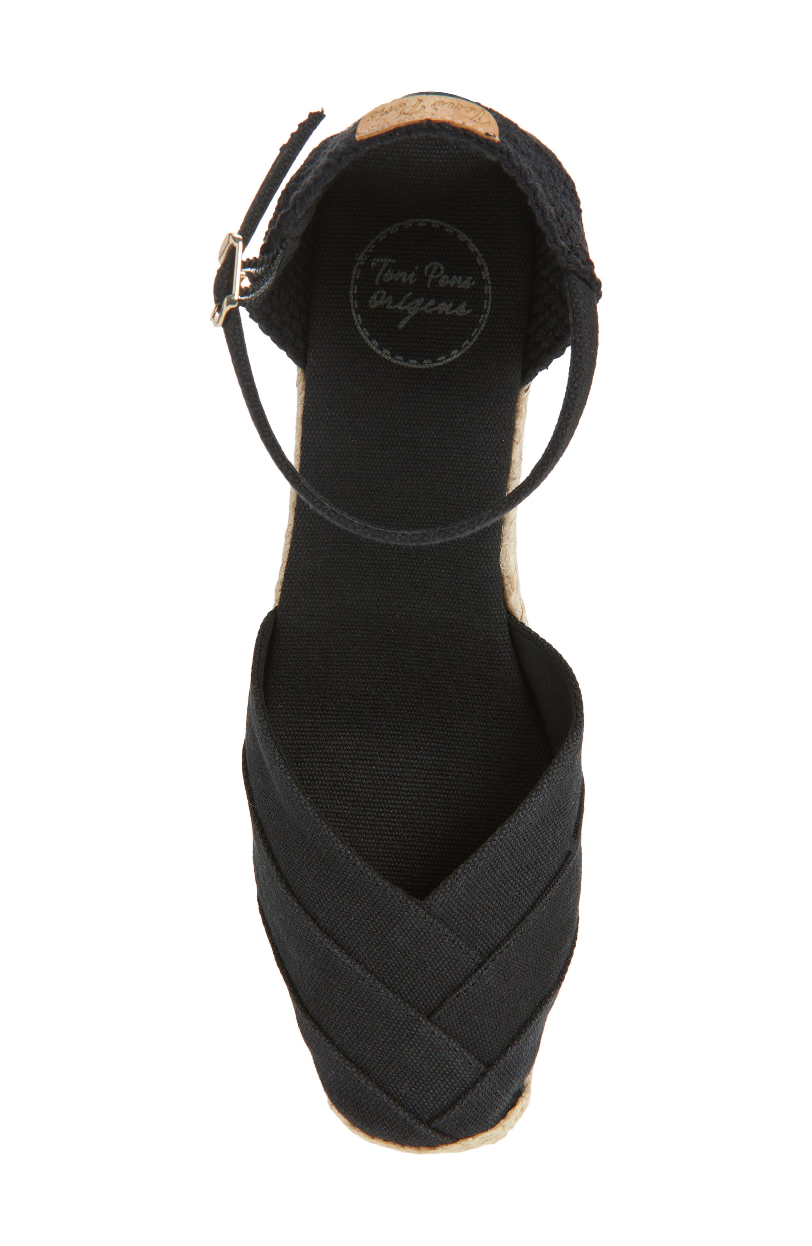Toni Pons Clara Ankle Strap Espadrille Wedge, Alternate, color, Negre