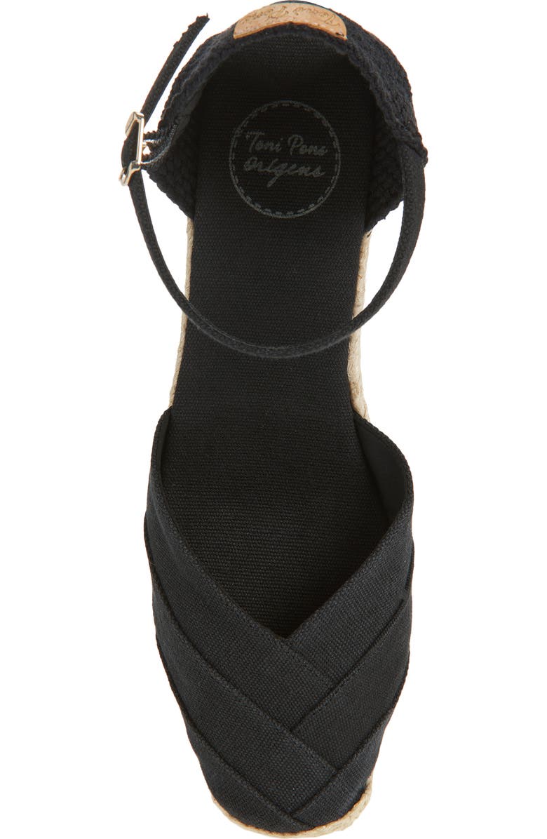 Toni Pons Clara Ankle Strap Espadrille Wedge, Alternate, color, Negre