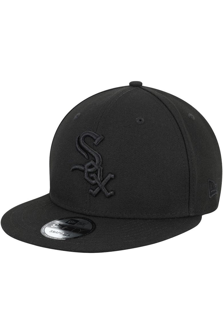 Chicago White Sox New Era Black on Black 9FIFTY Team Snapback Adjustable Hat - Black, Main, color, Black