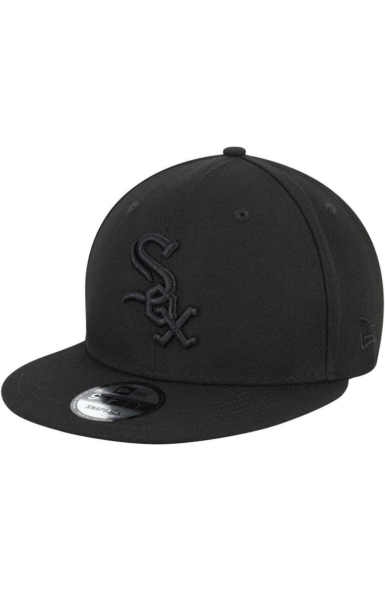 New Era Chicago White Sox New Era Black on Black 9FIFTY Team Snapback Adjustable Hat - Black, Main, color, Black