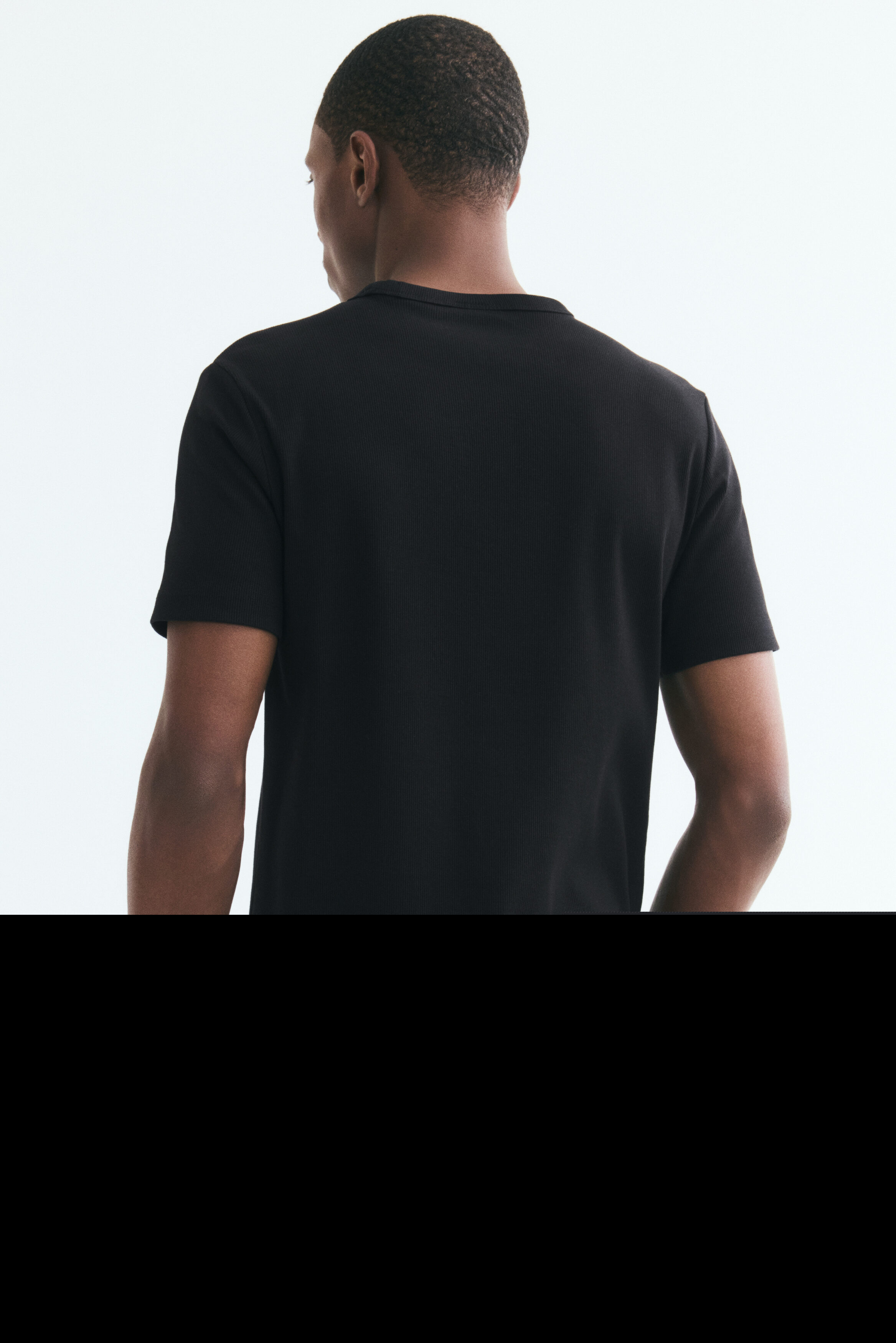 Slim-Fit Ribbed T-Shirt, Alternate, color, Black