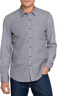 W.R.K Reworked Slim Fit Grey Gingham Check Cotton Button-Up Shirt