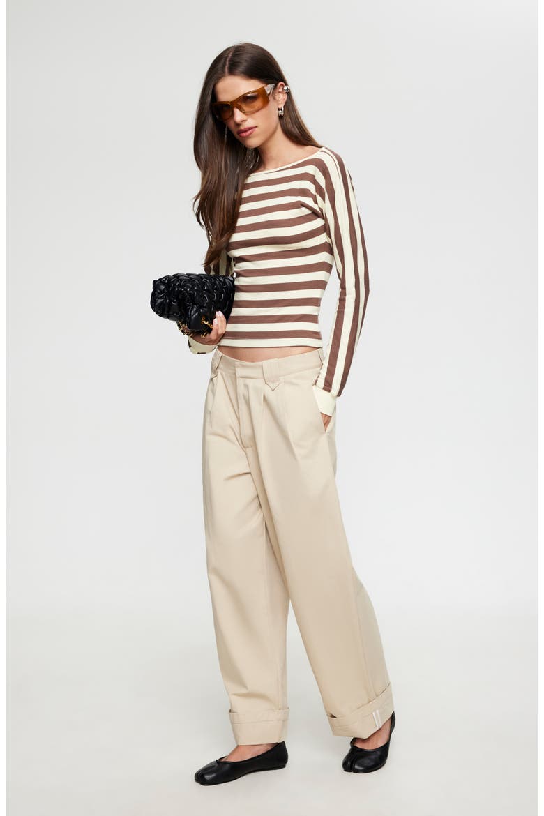 Blooming Striped Long Sleeve T-Shirt, Alternate, color, SORBET COCOA STRIPE
