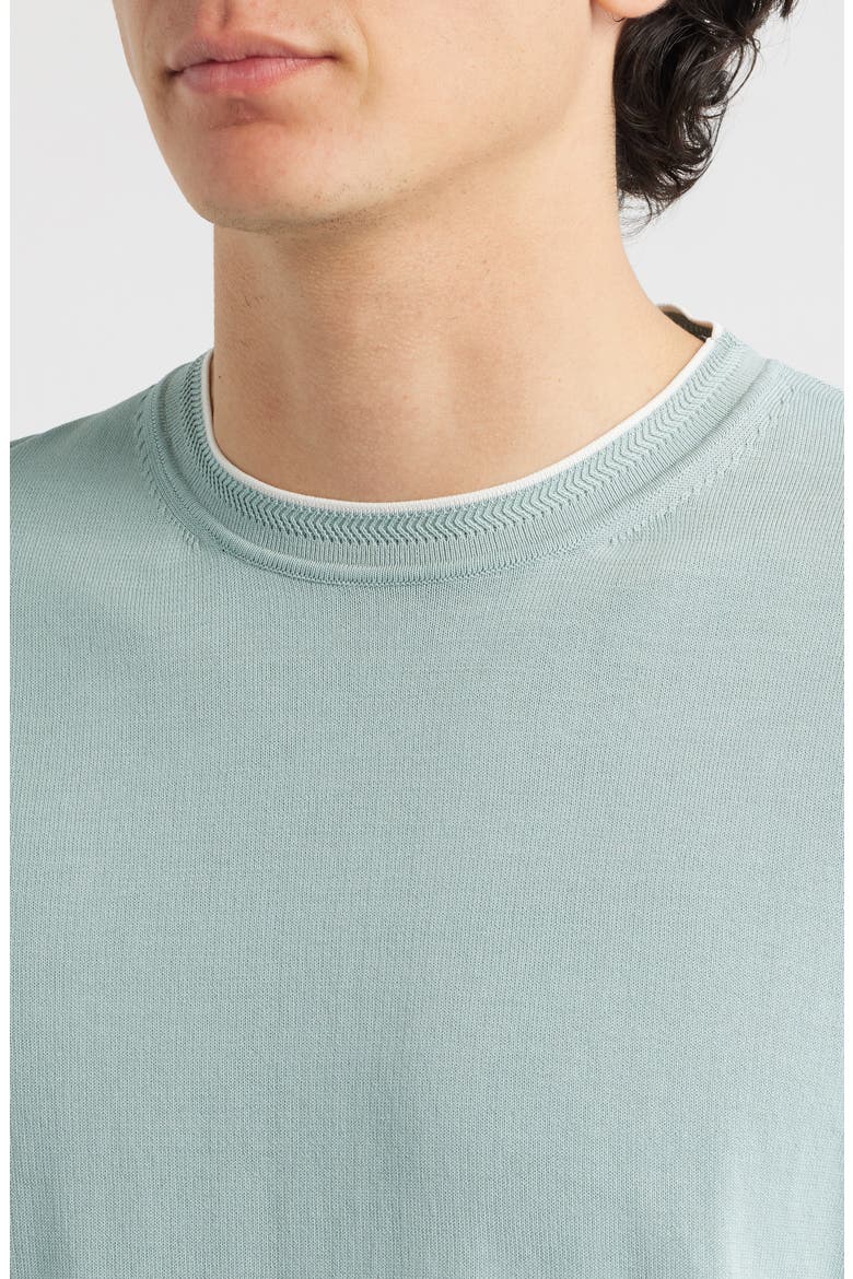 Short Sleeve Cotton Crewneck Sweater, Alternate, color, GREEN