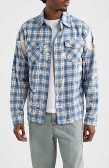 Bleached Plaid Snap-Up Shirt