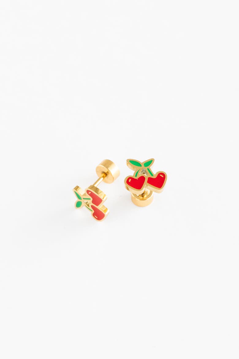 Cherries Stud Earrings, Alternate, color, Red