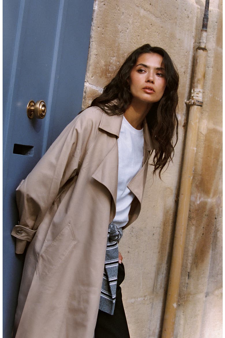 Relaxed Raglan Trench Coat, Alternate, color, OAK BARREL