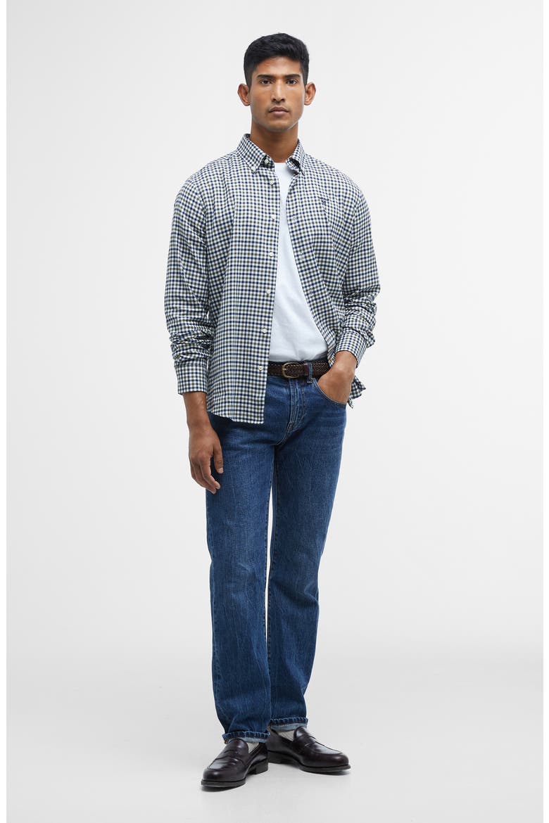 Finkle Gingham Long Sleeve Button Down Shirt, Alternate, color, OLIVE
