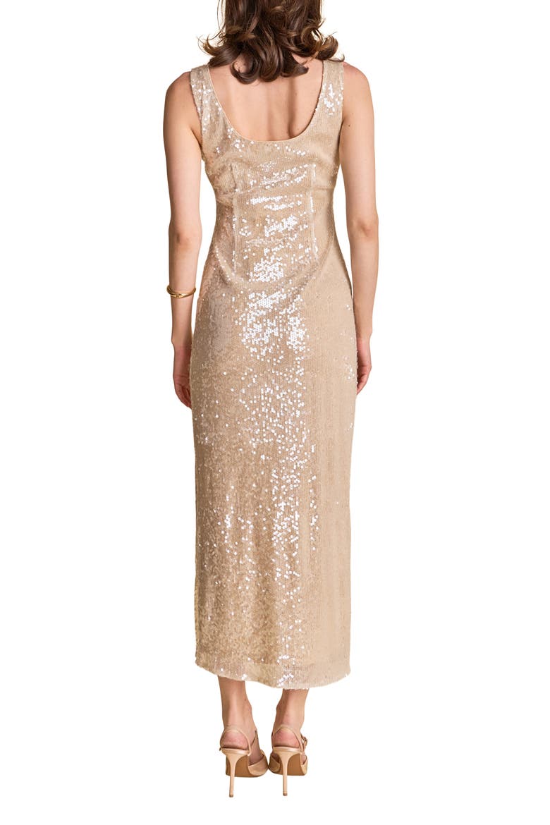 Sequin Sleeveless Maxi Dress, Alternate, color, BEIGE