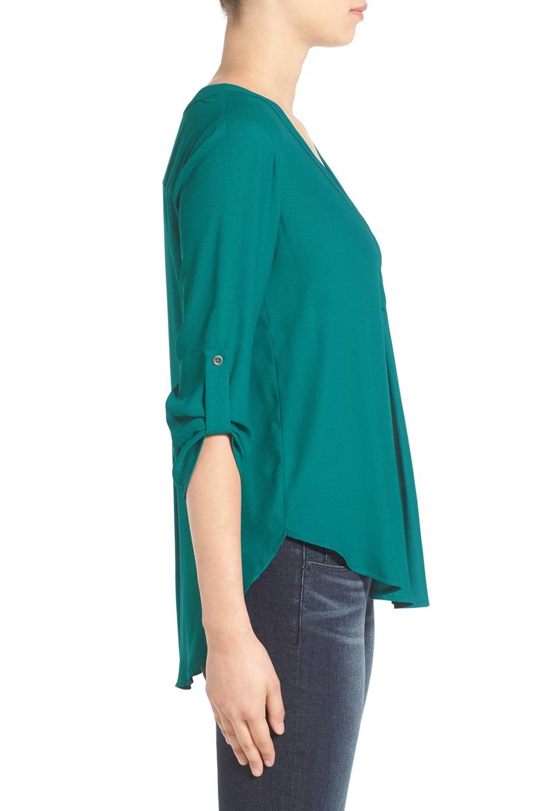 V-Neck Crepe Blouse, Alternate, color, SHADED SPRUCE