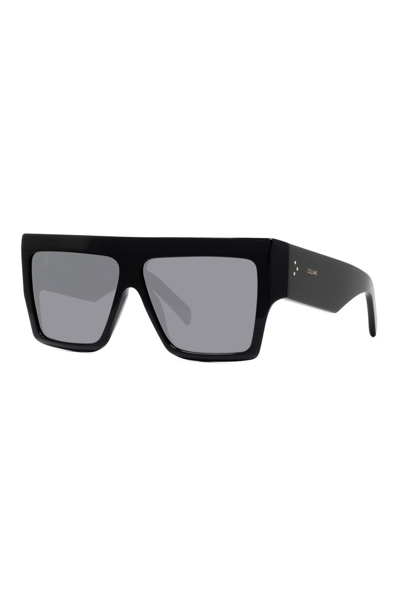 Bold 3 Dots Square Sunglasses, Alternate, color, SBLK/SMK