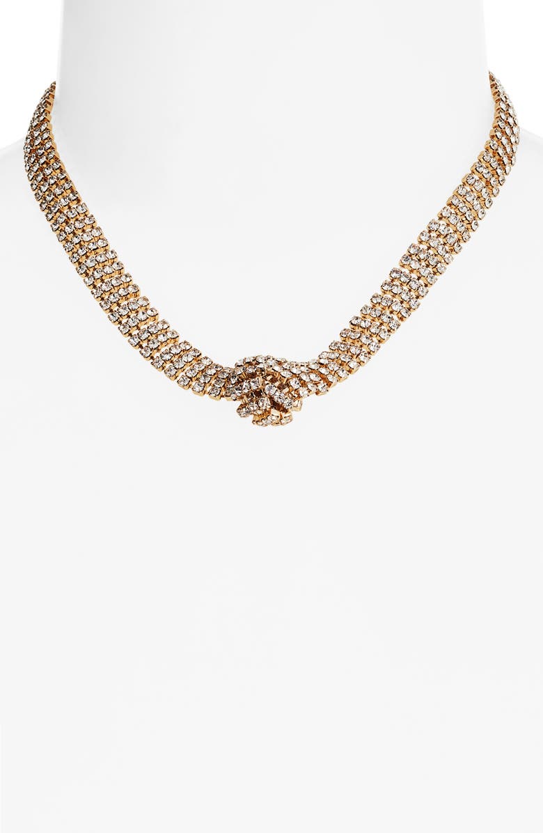 Something Navy Knotted Crystal Collar Necklace, Alternate, color,