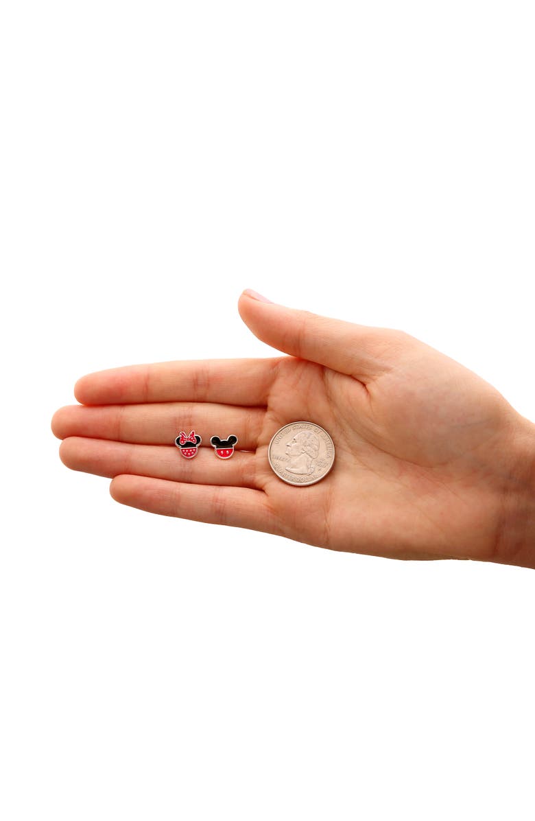 Disney Mismatched Mickey And Minnie Mouse Earrings, Alternate, color, Red, Black