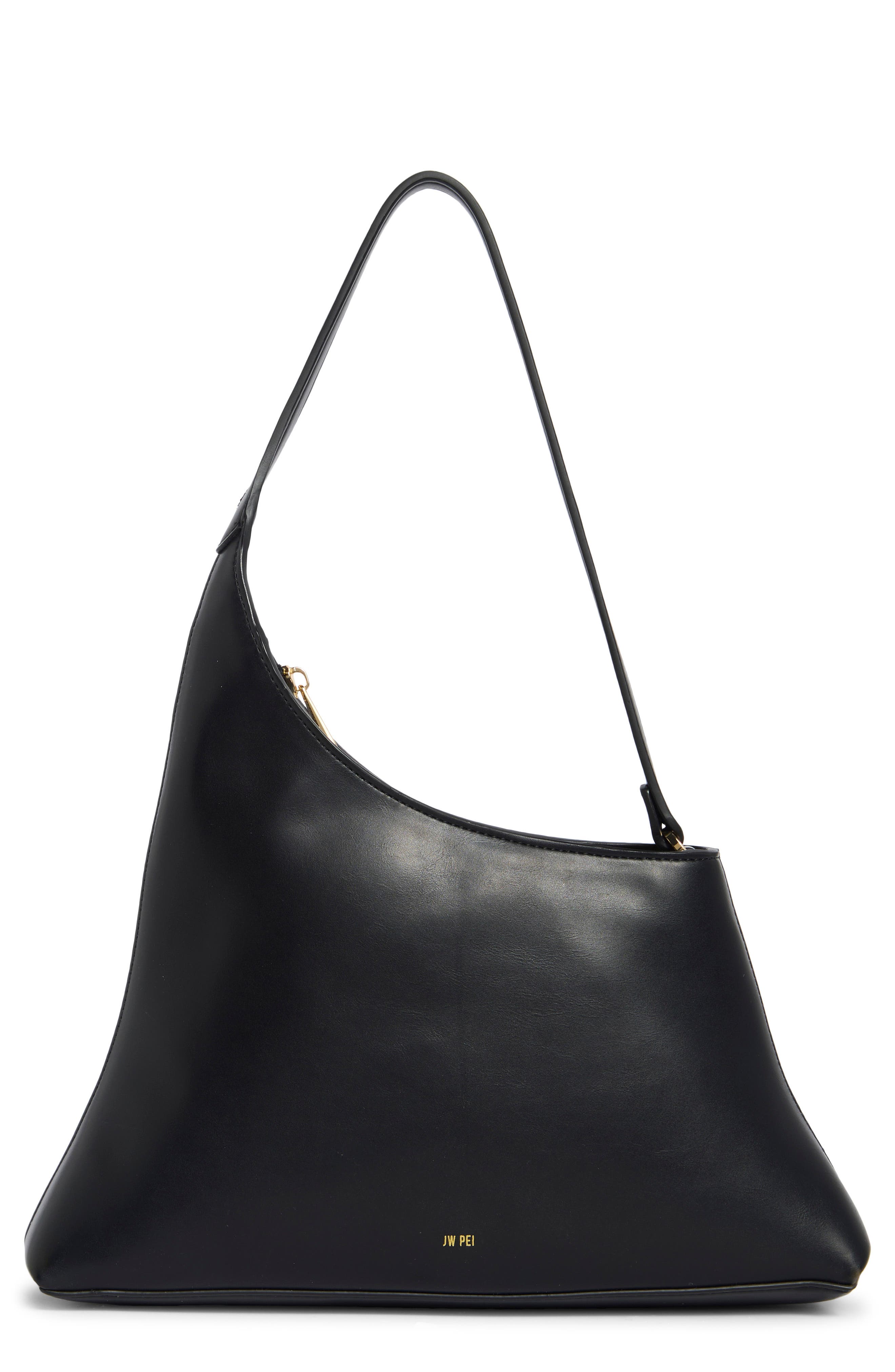 Lyra Faux Leather Shoulder Bag, Main, color, BLACK