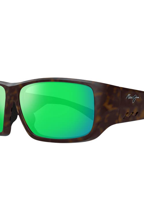 Maui Jim Keha 63mm Oversize Polarized Rectangular Sunglasses In Brown/mauigreen