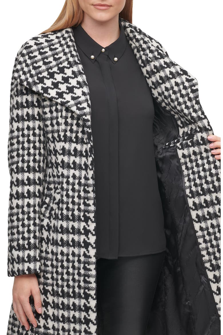 Wool Belted Wrap Coat, Alternate, color, BLACK/ WHITE