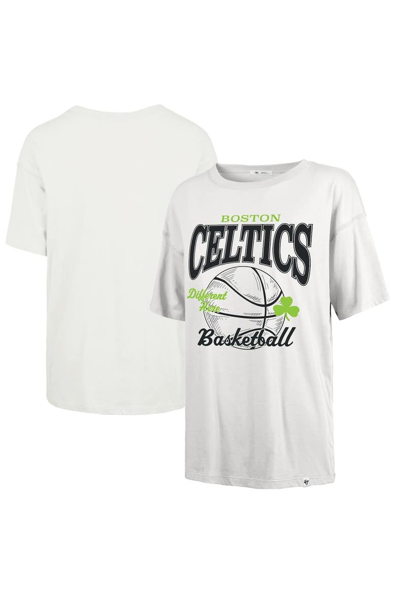 Women's '47  White Boston Celtics City Edition Down Court Sadie T-Shirt, Main, color, White