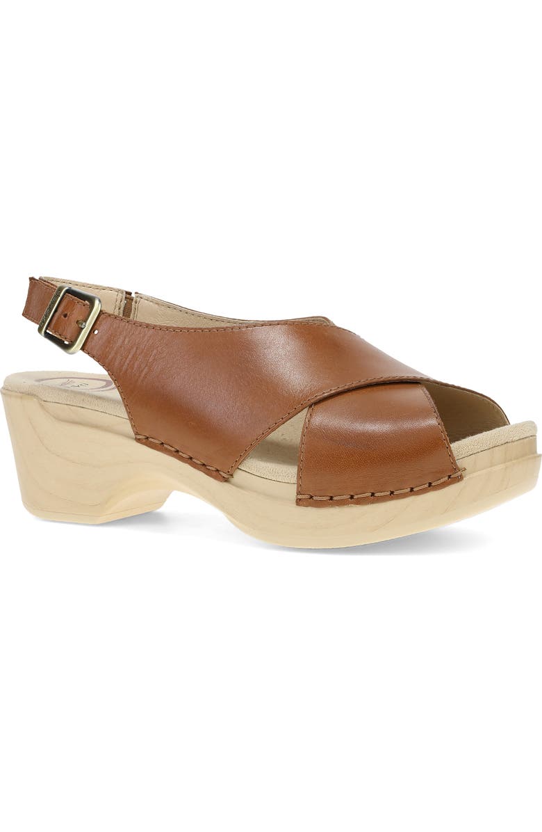 Dansko Sloane Slingback Platform Sandal, Main, color, Tan Calf