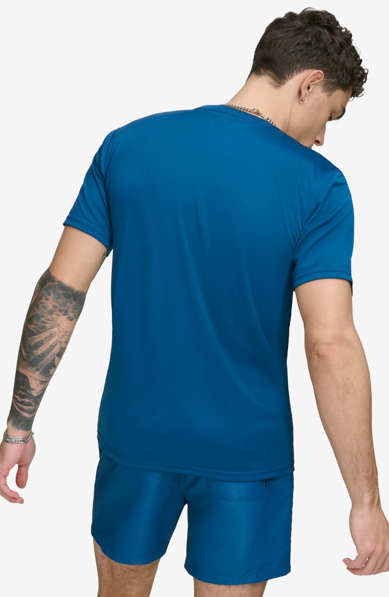 DKNY Short Sleeve Rashguard, Alternate, color, Poseidon