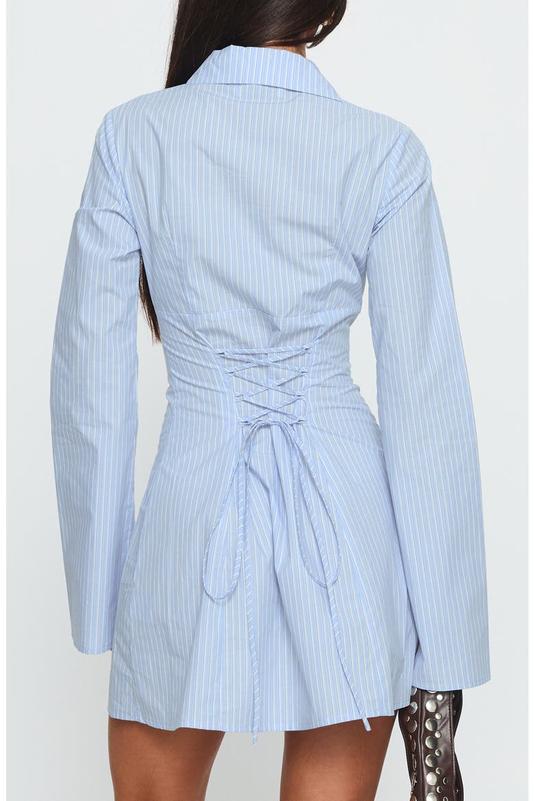 Tawni Stripe Long Sleeve Cotton Mini Shirtdress, Alternate, color, BLUE