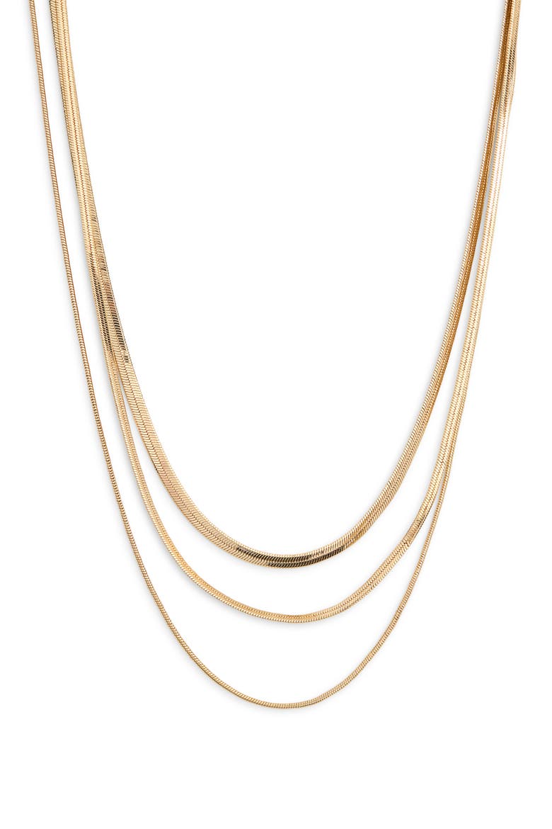 Multirow Snake Chain Necklace, Main, color, GOLD