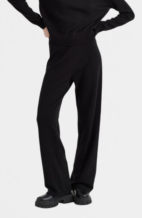 Wool & Cashmere Wide Leg Track Pant