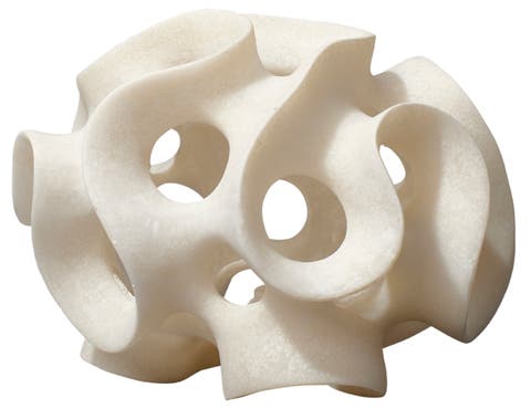 Ribbon Resin Decorative Sphere, White