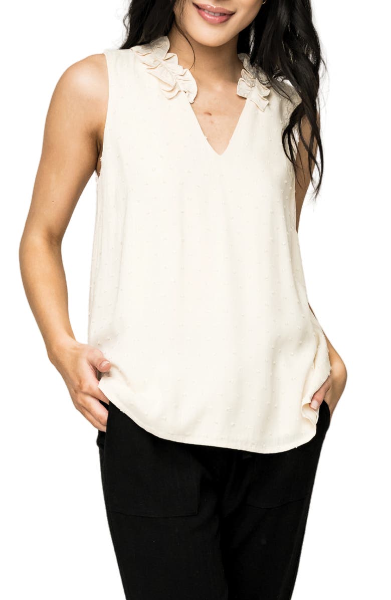 GIBSONLOOK Ruffle Trim Sleeveless Top, Main, color, 