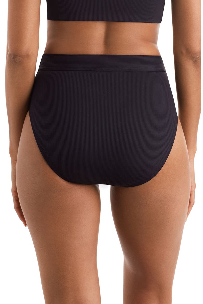 Brooke High Waist Bikini Bottoms, Alternate, color, BLACK
