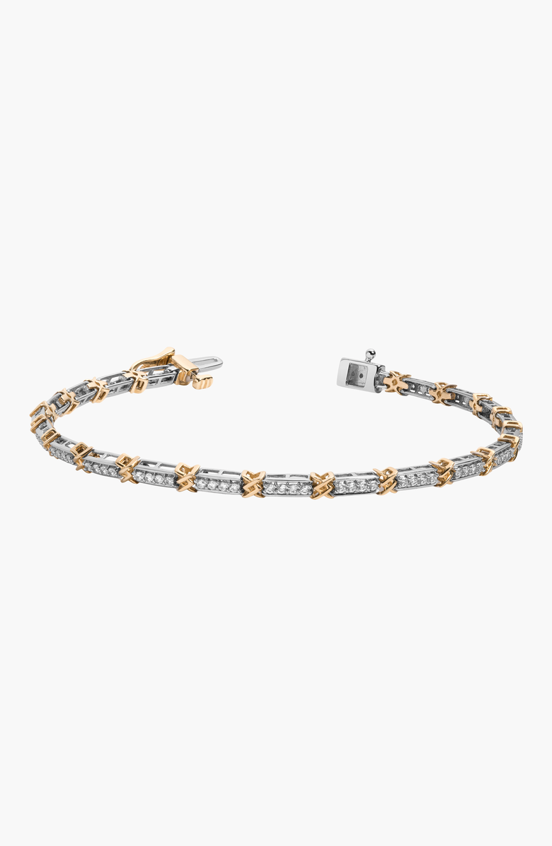 Aurate New York Mini Lab Grown White Sapphire X Tennis Bracelet, Main, color, 