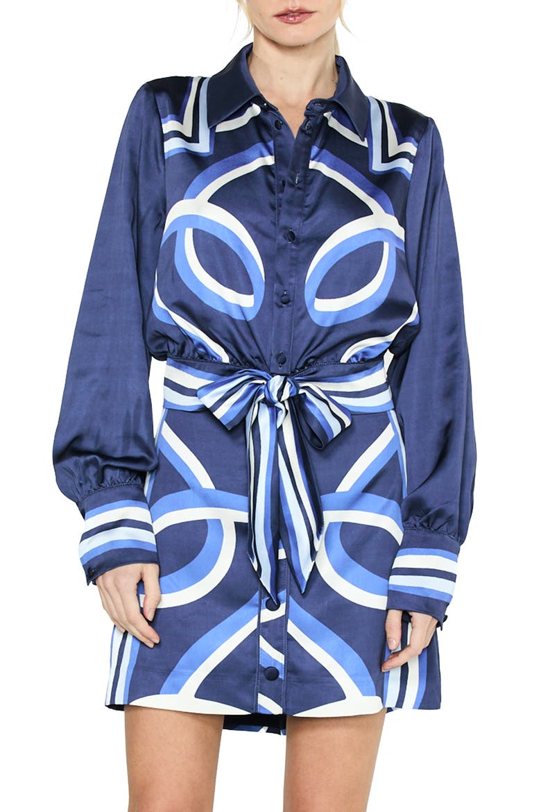 Zaria Printed Tie Waist Shirt, Main, color, BLUE MULTI