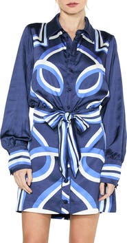 CIEBON Zaria Printed Tie Waist Shirt