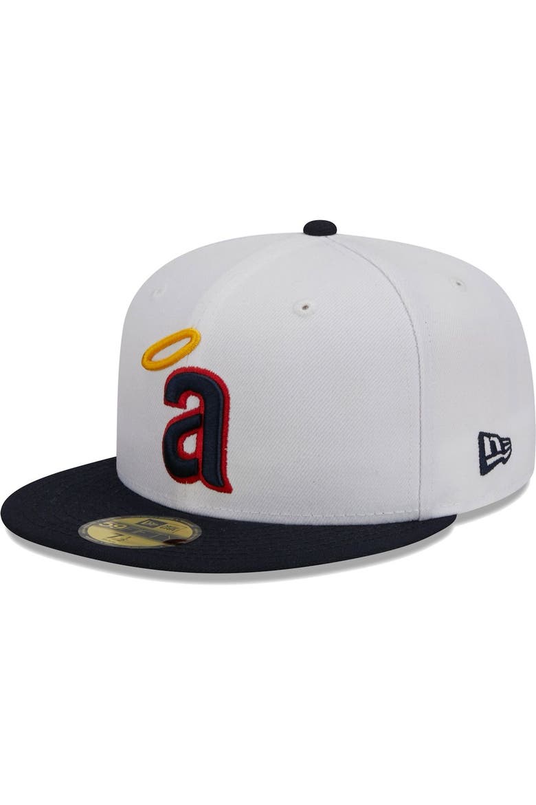 Men's New Era White California Angels Optic 59FIFTY Fitted Hat, Main, color, White