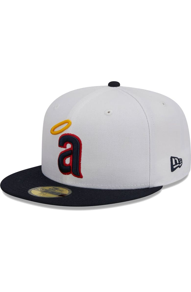 New Era Men's New Era White California Angels Optic 59FIFTY Fitted Hat, Main, color, 
