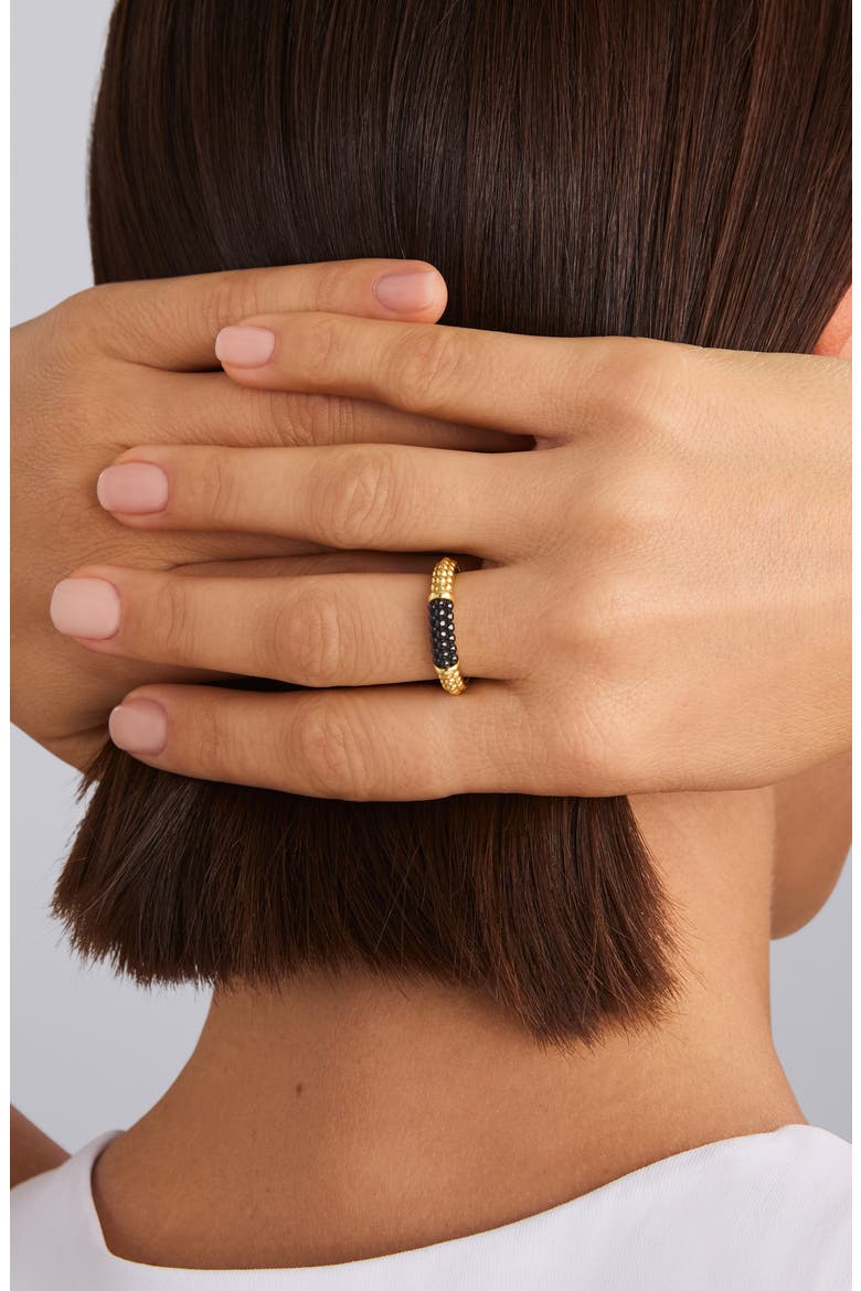 Gold & Black Caviar Stacking Ring, Alternate, color, GOLD