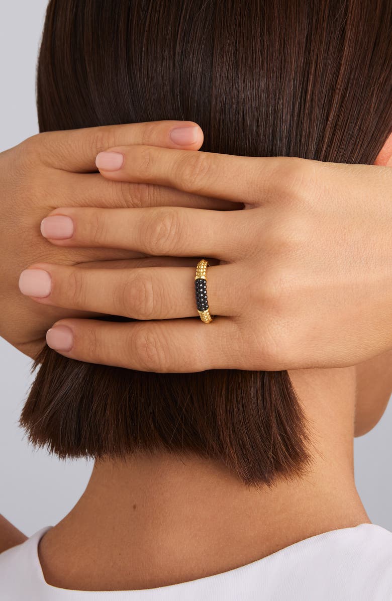 LAGOS Gold & Black Caviar Stacking Ring, Alternate, color, 