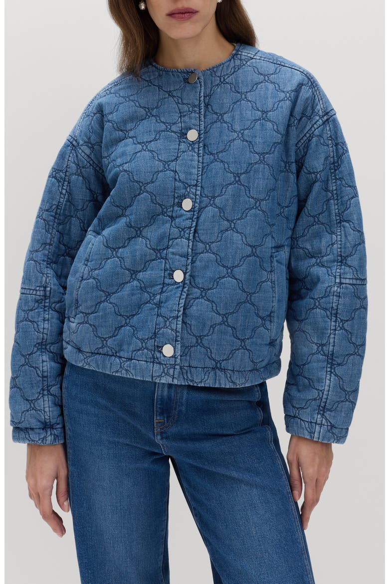 Quilted Denim Jacket, Main, color, LIGHT INDIGO BLUE