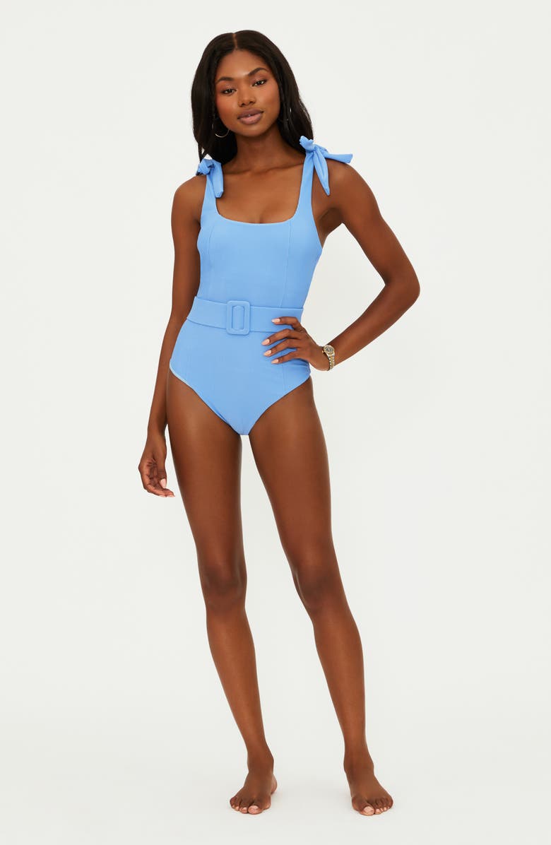 Beach Riot Sydney Belted One-Piece Swimsuit, Alternate, color, Alps Blue