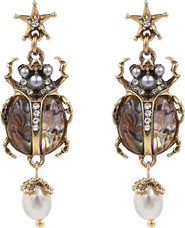 Humanist Beauty Vintage Scarab Pearl Earrings