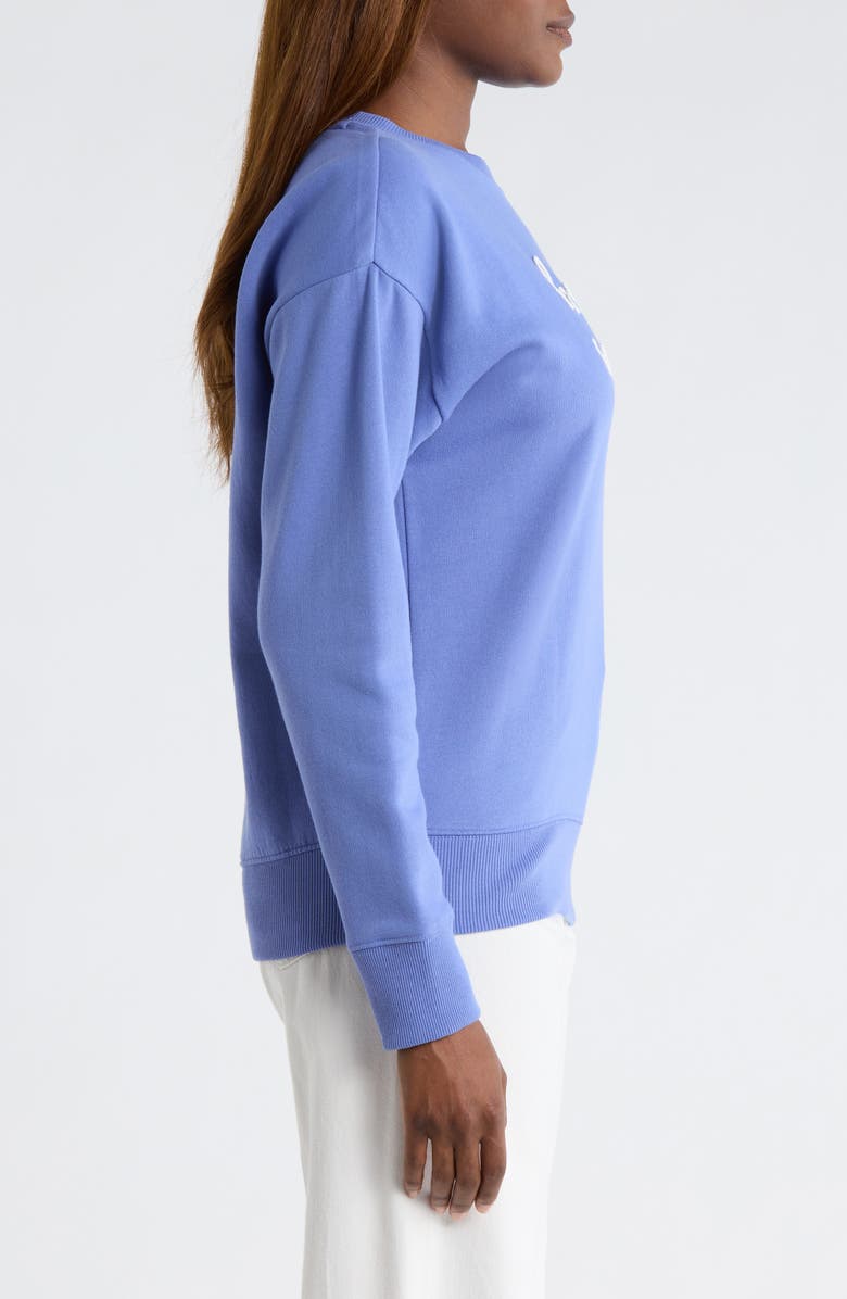 Caslon<sup>®</sup> Bon Voyage Embroidered Fleece Sweatshirt, Alternate, color, Blue Denim Bon Voyage